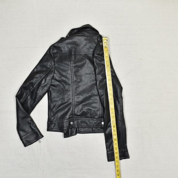 Express Women's Faux Leather Motorcycle Jacket Zip Solid Black Size S Pockets - Picture 6 of 8